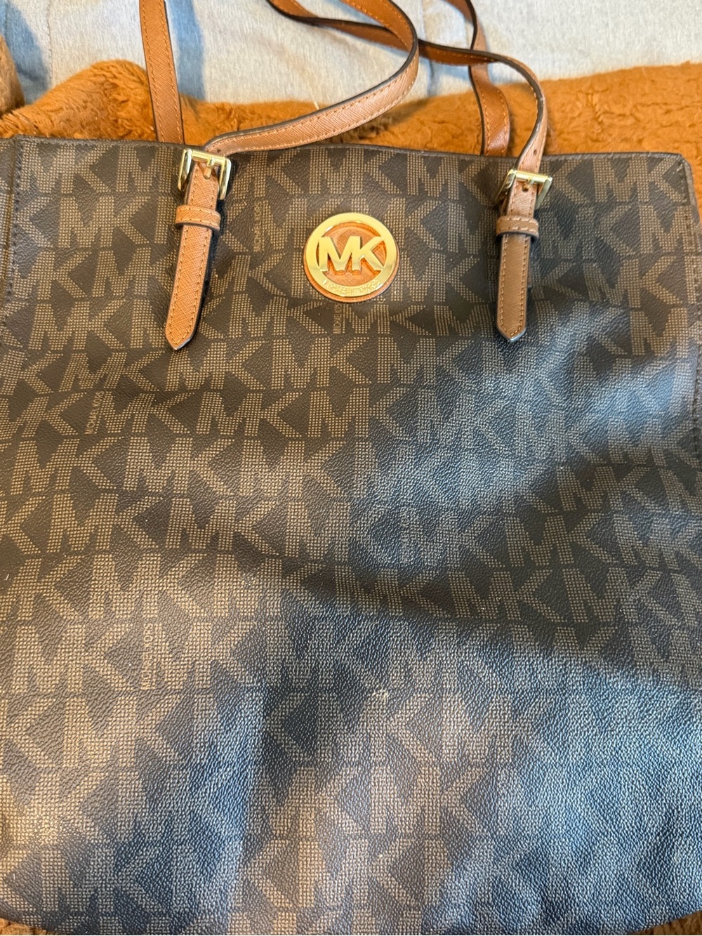 Michael Kors Brown & Tan MK Logo Tote